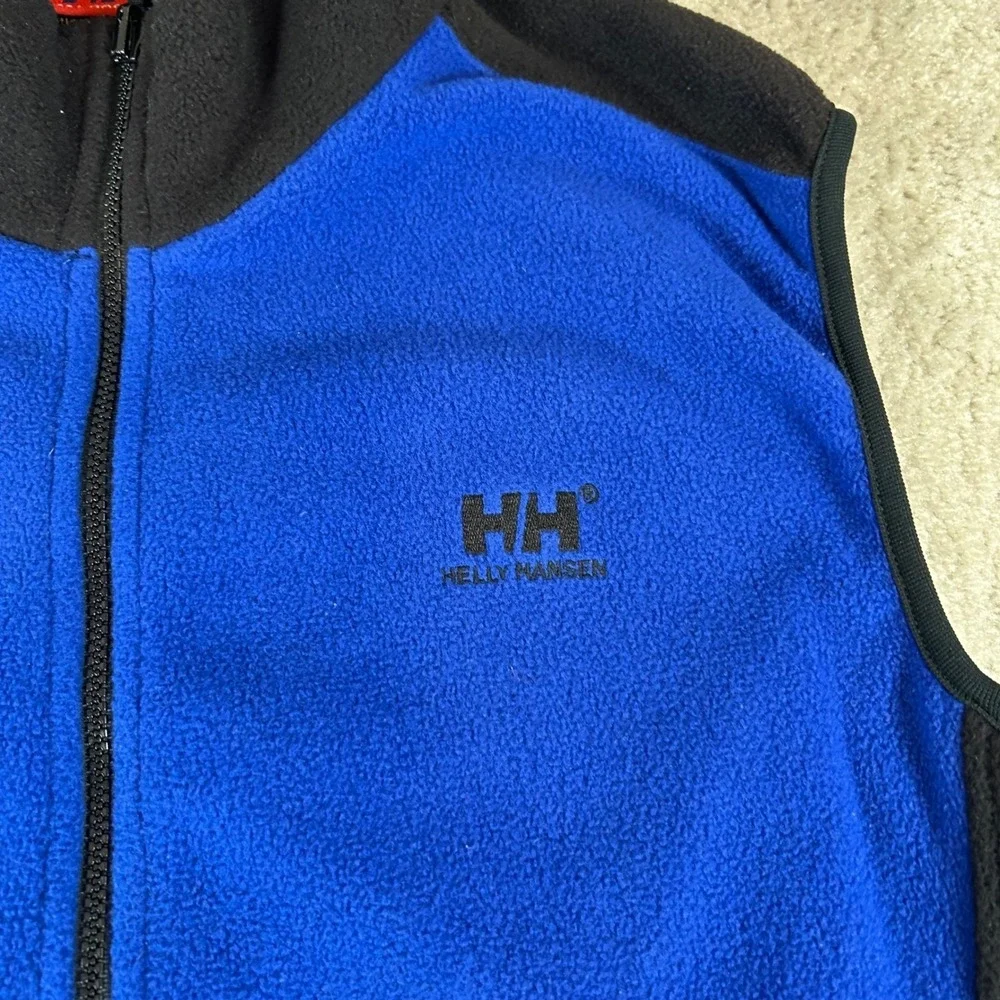Vintage Helly Hansen Men's Fleece Vest Blue Black Full Zip Mock Neck PG-U Size M